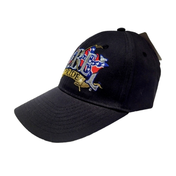 CSI Headwear Embroidered Rebel Pride Black Baseball Hat/Cap Hook & Loop Closure - Picture 6 of 11